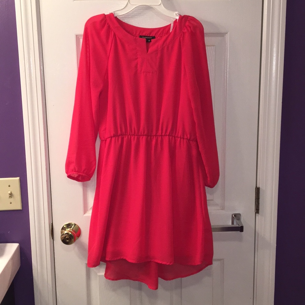 Coral chiffon dress